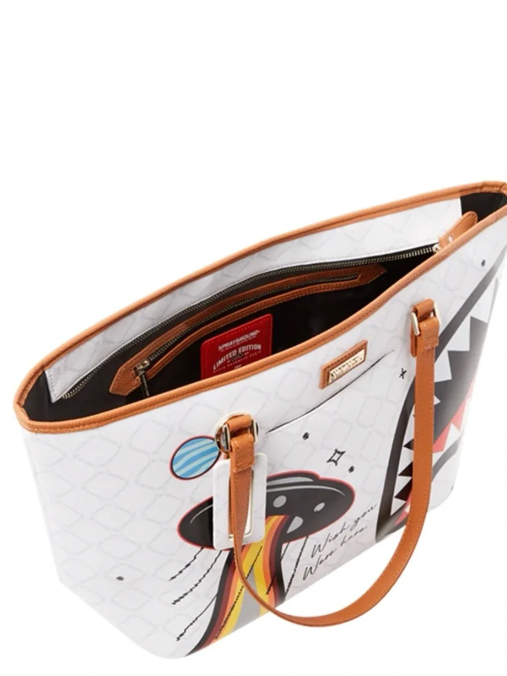 Sprayground White Tote UFO FLYING COLORS TOTE